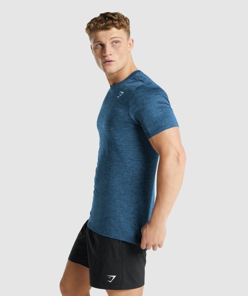 Men's Gymshark Arrival Marl T-Shirts Navy | NZ 9DPZRJ